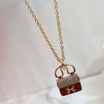 [Moco]CONSTANCE RED PEDANT PINK GOLD NECKLACE