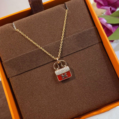 [Moco]CONSTANCE RED PEDANT PINK GOLD NECKLACE