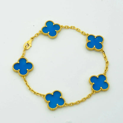 [Moco]CLOVER 5 MOTIFS BLUE AGATE BRACELET