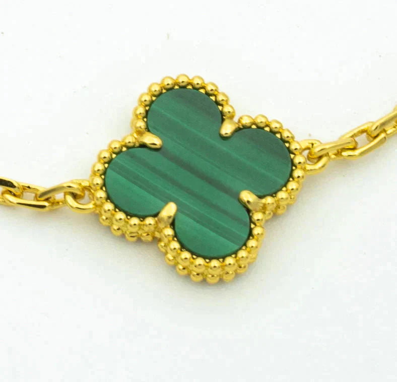 [Moco]CLOVER  5 MOTIF MALACHITE DIAMOND BRACELET