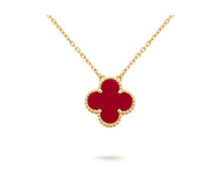 [Moco]CLOVER 15MM CARNELIAN SINGLE FLOWER NECKLACE