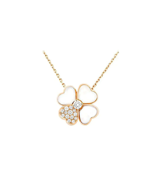 [Moco]CLOVER MOP DIAMOND ROSE GOLD NECKLACE