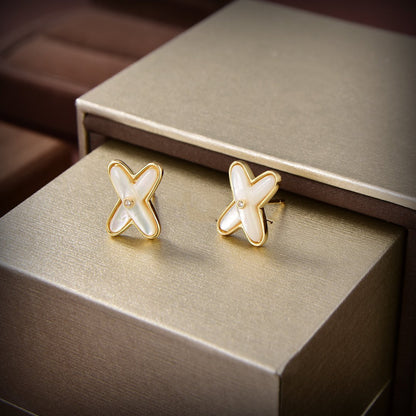 [Moco]JEUX DE WHITE MOP GOLD DIAMOND EARRINGS