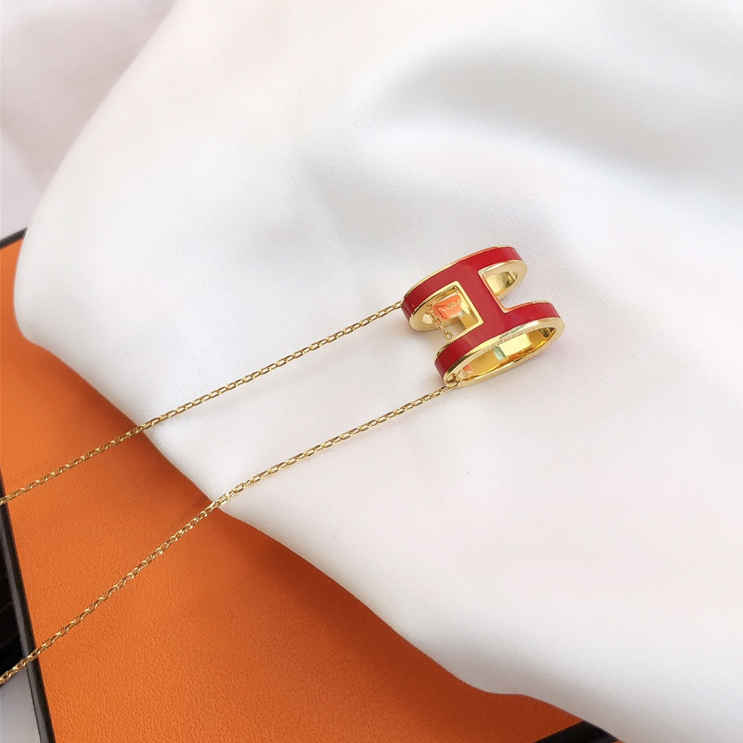 [Moco]HM CLIC RED ENAMEL GOLD NECKLACE