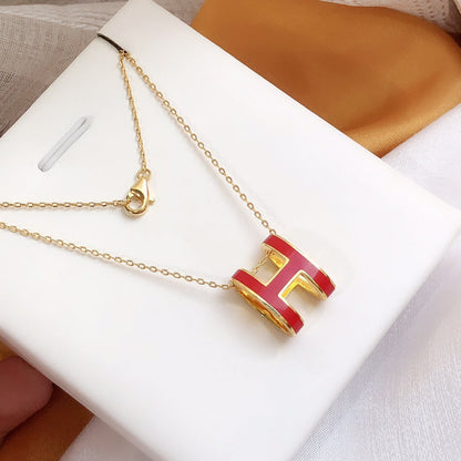 [Moco]HM CLIC RED ENAMEL GOLD NECKLACE