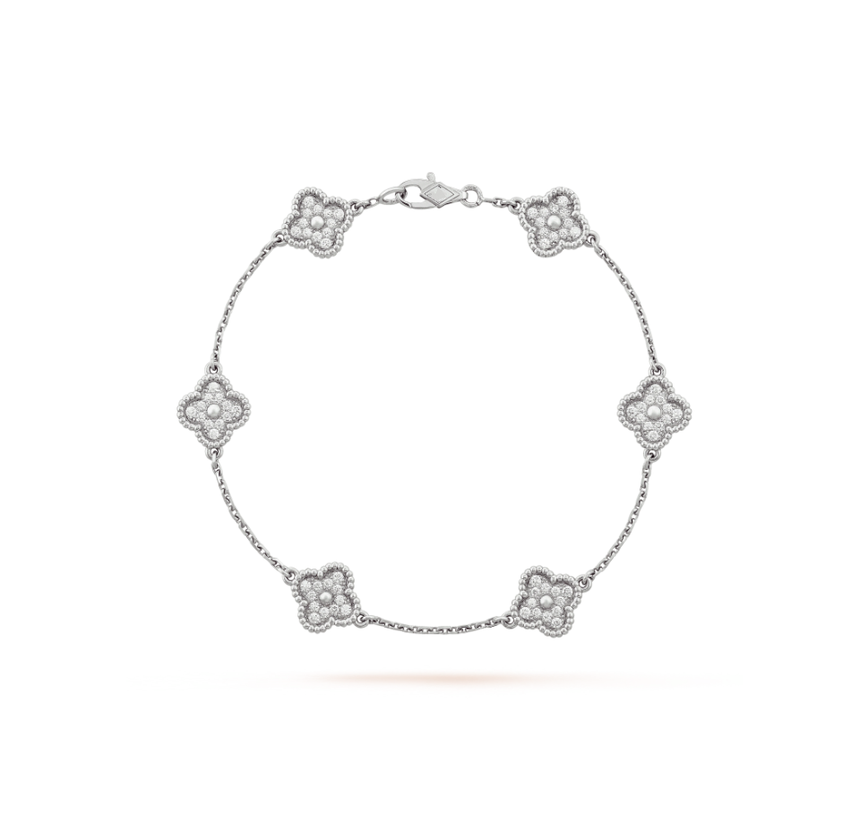 [Moco]CLOVER 6 MOTIF SILVER DIAMOND BRACELET