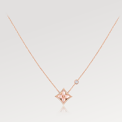 [Moco]STAR PINK MOP 1 DIAMOND PINK GOLD NECKLACE