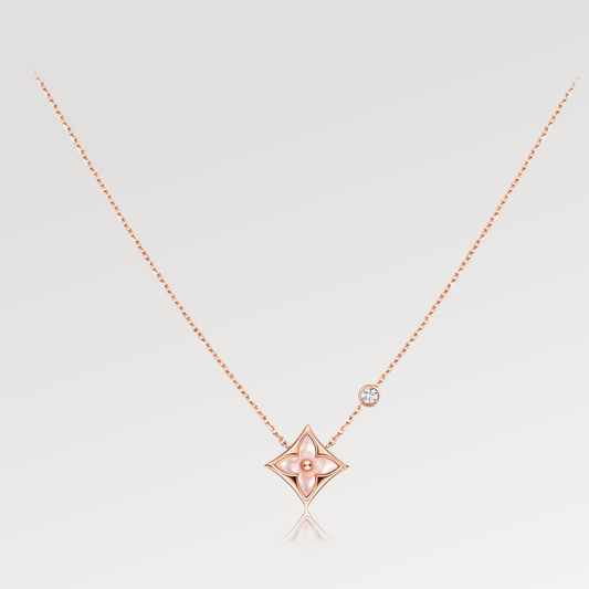 [Moco]STAR PINK MOP 1 DIAMOND PINK GOLD NECKLACE