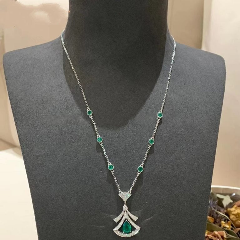 [Moco]DREAM NECKLACE MALACHITE DIAMOND SILVER