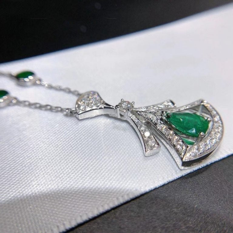 [Moco]DREAM NECKLACE MALACHITE DIAMOND SILVER