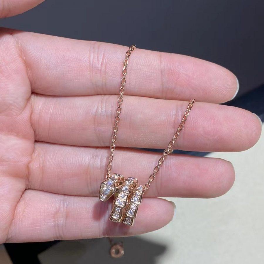 [Moco]SERPENTI PINK GOLD NECKLACE DOUBLE RING DIAMOND