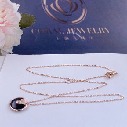 [Moco]AMULETTE ROSE GOLD ONYX NECKLACE