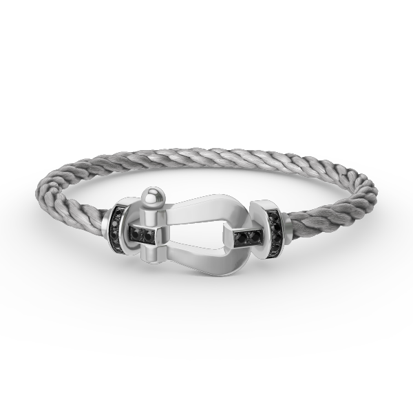 [Moco]FORCE LARGE HORSESHOE BLACK DIAMOND BRACELET SILVER