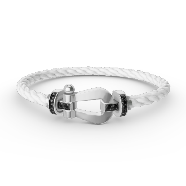 [Moco]FORCE LARGE HORSESHOE BLACK DIAMOND BRACELET SILVER