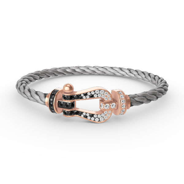 [Moco]FORCE LARGE HORSESHOE BLACK WHITE DIAMOND BRACELET ROSE GOLD