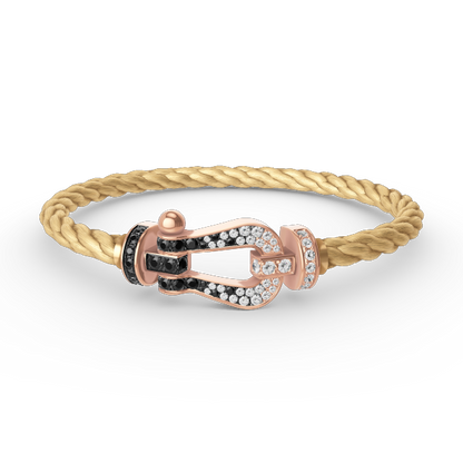 [Moco]FORCE LARGE HORSESHOE BLACK WHITE DIAMOND BRACELET ROSE GOLD