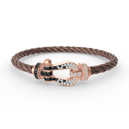 [Moco]FORCE LARGE HORSESHOE BLACK WHITE DIAMOND BRACELET ROSE GOLD