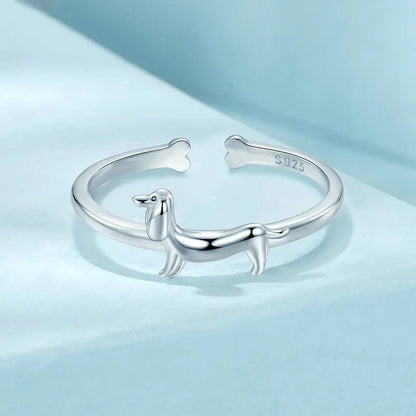 Lovely Pet Dog Open Ring Statement Ring