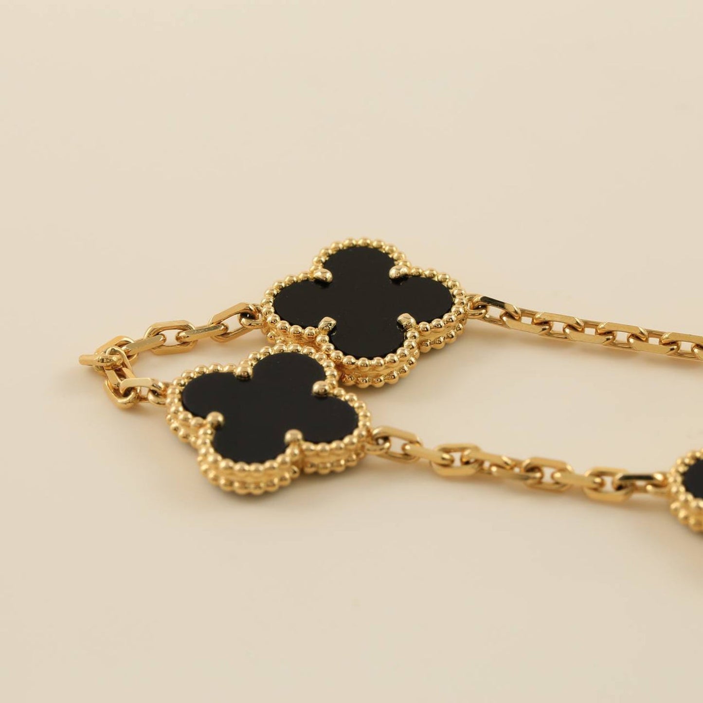 [Moco]CLOVER  5 MOTIFS BLACK ONYX BRACELET