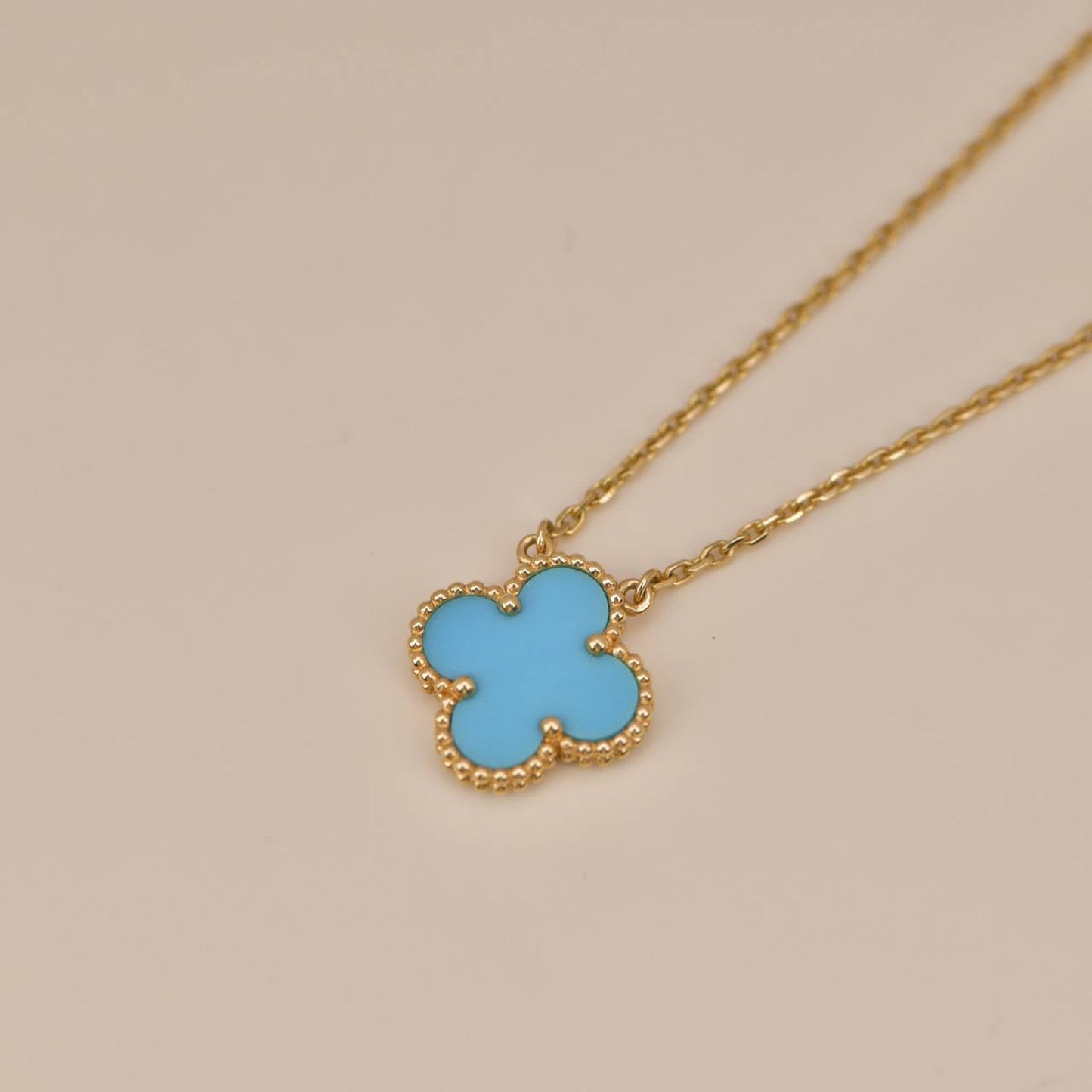 [Moco]CLOVER 15MM VINTAGE TURQUOISE NECKLACE