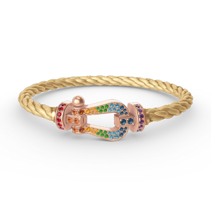 [Moco]FORCE LARGE HORSESHOE  COLORED DIAMOND BRACELET ROSE GOLD