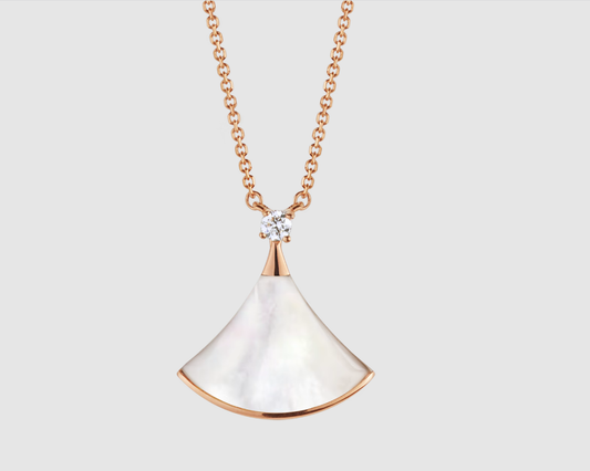 [Moco]DREAM NECKLACE WHITE MOP PINK GOLD 1 DIAMOND