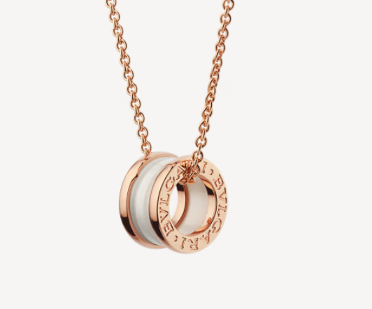 [Moco]ZERO 1 WHITE CERAMIC PINK GOLD NECKLACE