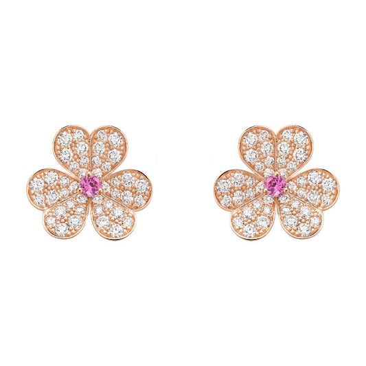 [Moco]FRIVOLE PINK GOLD FLOWER DIAMOND EARRINGS