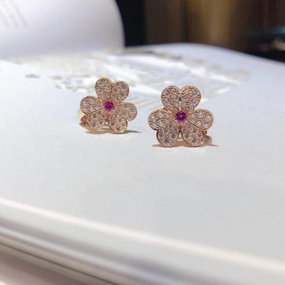 [Moco]FRIVOLE PINK GOLD FLOWER DIAMOND EARRINGS