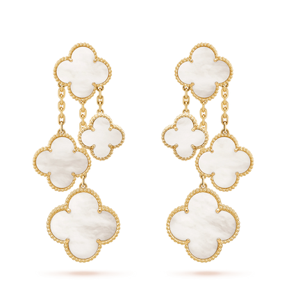 [Moco]CLOVER EARRINGS WHITE MOP 4 MOTIFS GOLD