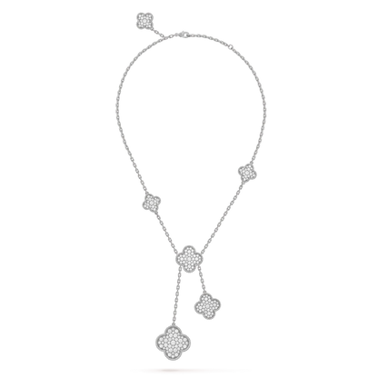 [Moco]CLOVER 5 MOTIFS SILVER DIAMONDS NECKLACE