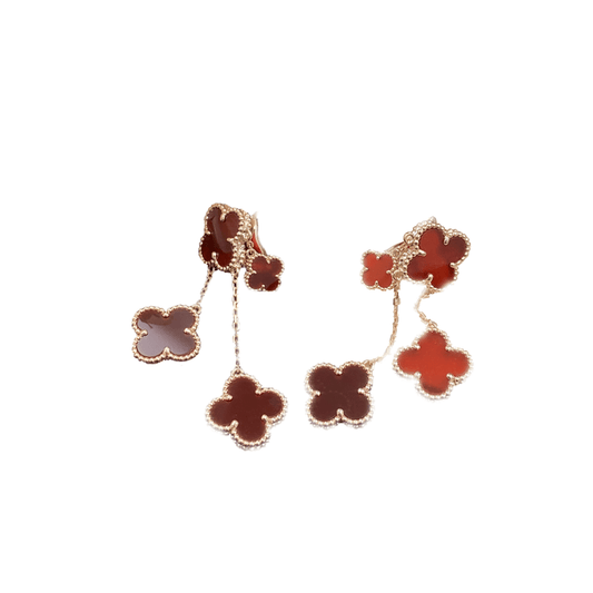 [Moco]CLOVER EARRINGS CARNELIAN 4 MOTIFS PINK GOLD