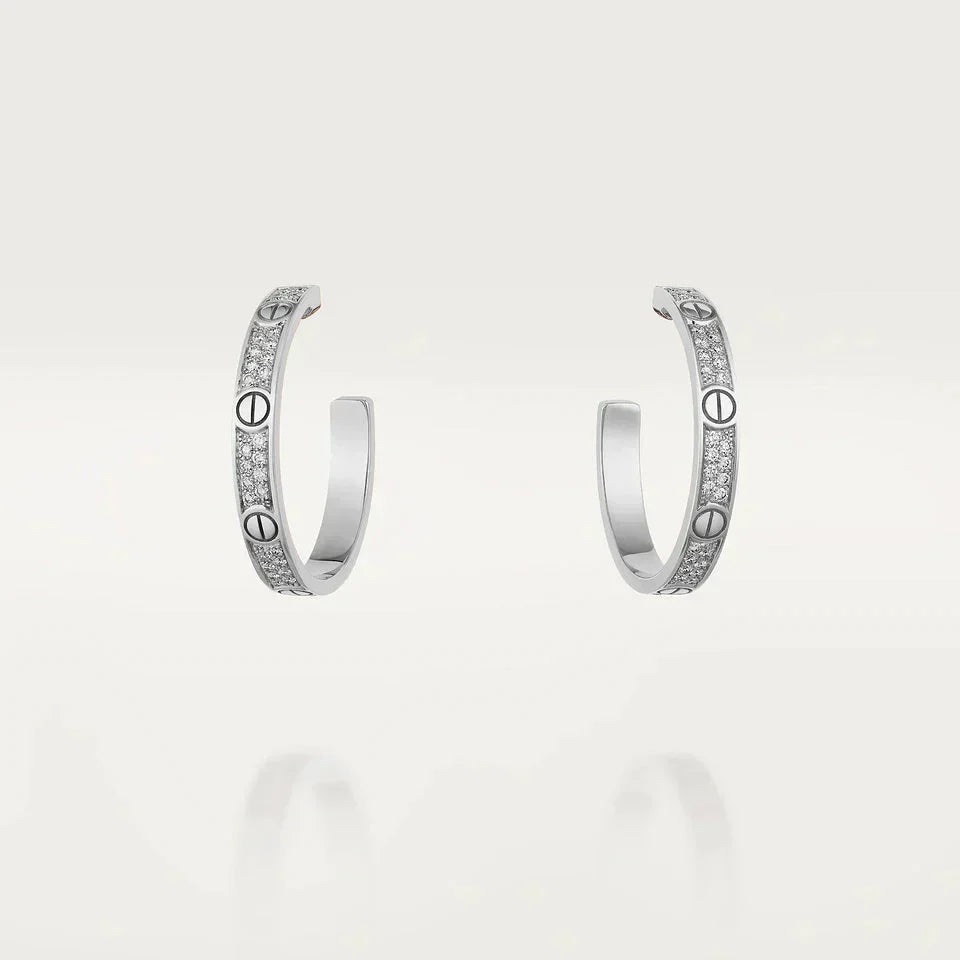 [Moco]LOVE DIAMOND SILVER HOOP EARRINGS