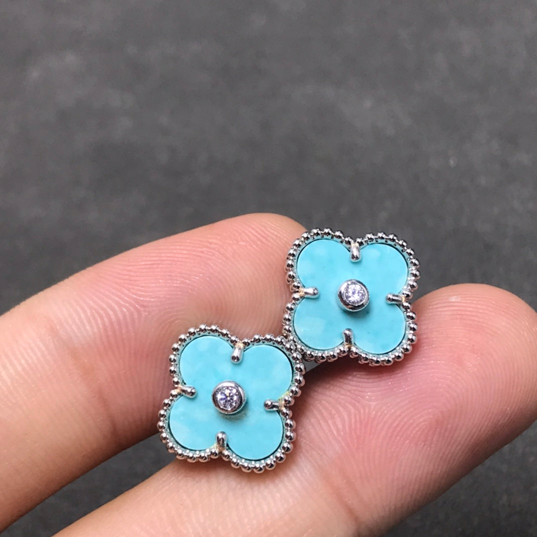 [Moco]CLOVER 1 DIAMOND BLUE SKY SILVER EARRINGS