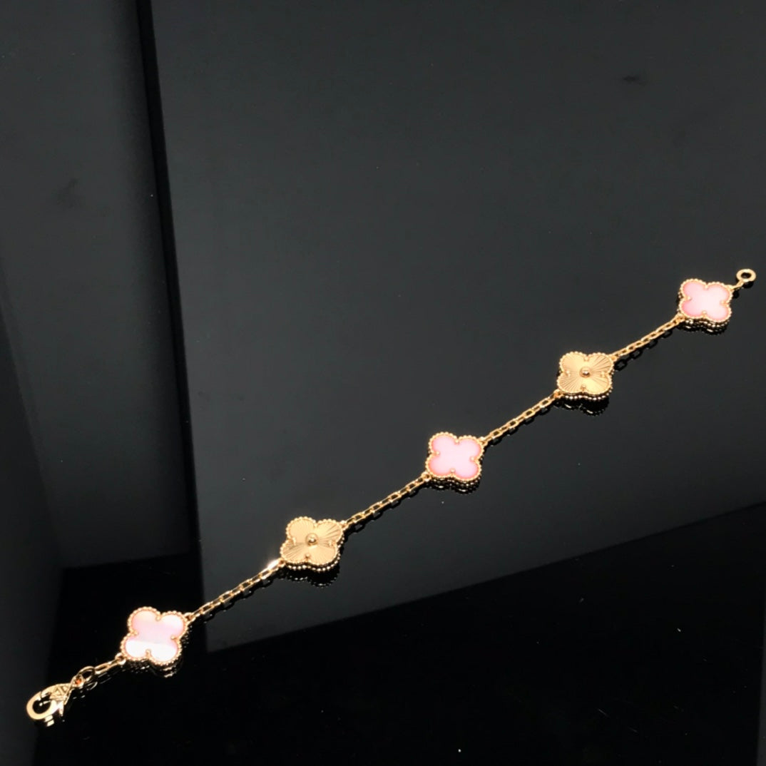 [Moco]CLOVER BRACELET 5 MOTIF PINK AND PINK GOLD