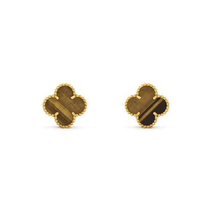 [Moco]CLOVER MEDIUM 1 MOTIFS TIGER EYE EARRINGS