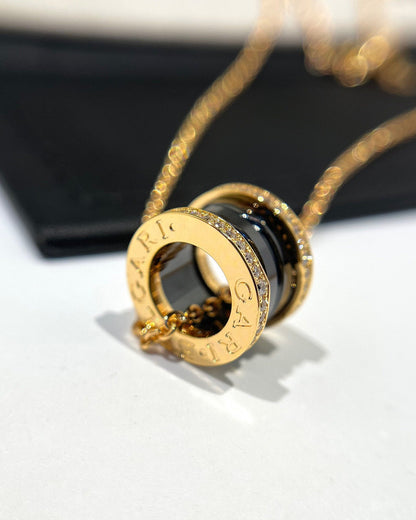 [Moco]ZERO 1 BLACK CERAMIC DIAMOND PINK GOLD NECKLACE