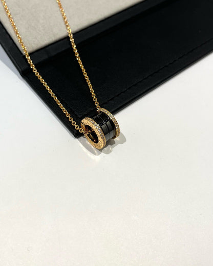 [Moco]ZERO 1 BLACK CERAMIC DIAMOND PINK GOLD NECKLACE